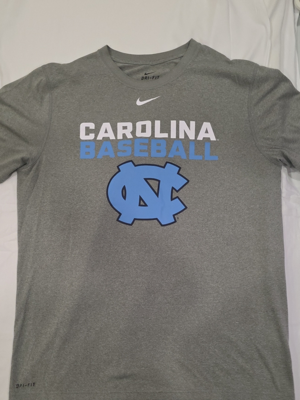 Nike Gray Tee with Carolina Blue Baseball Logo
